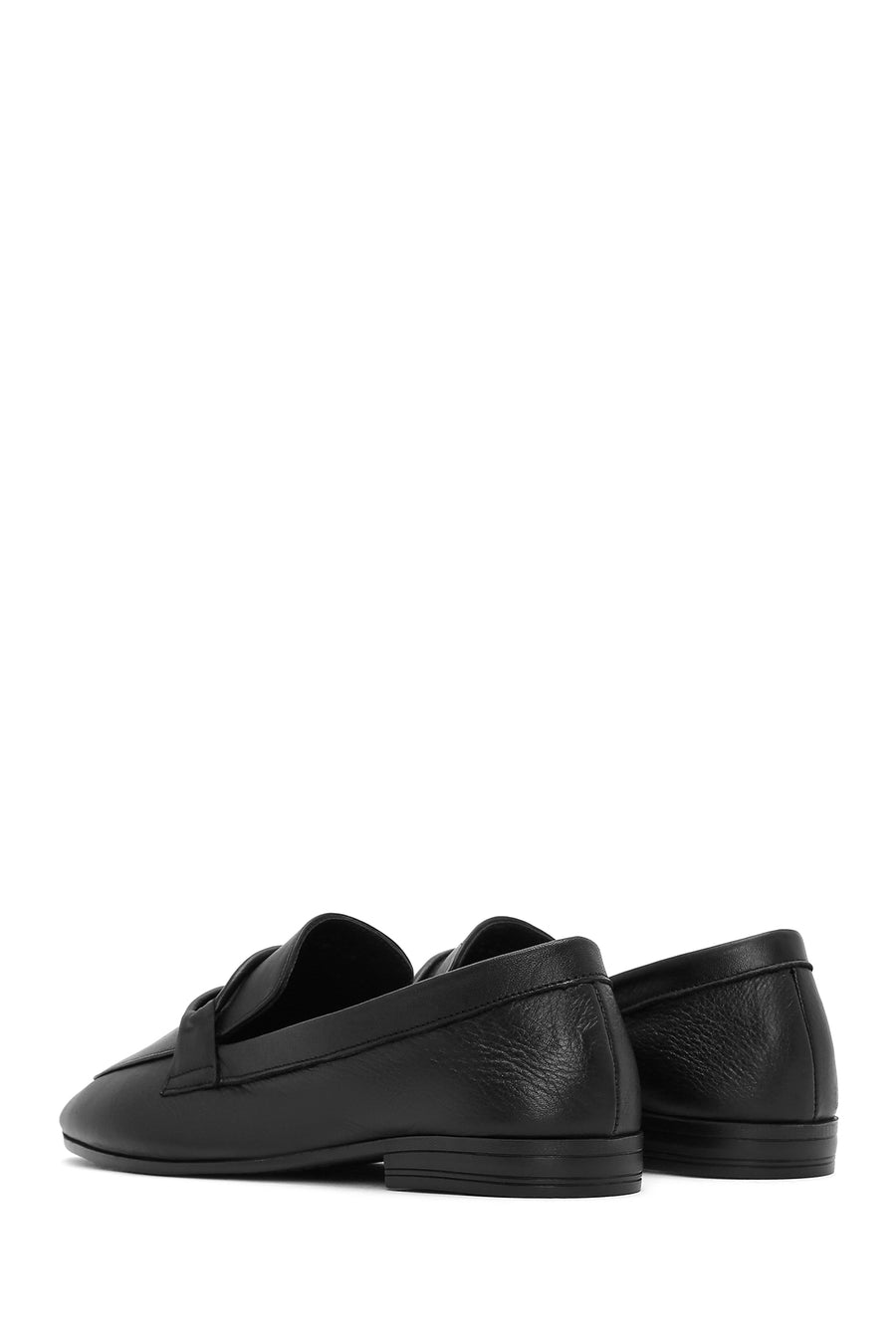 Women's Black Leather Masculine Loafer