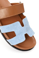 Woman Tan Strappy Leather Slipper | Derimod