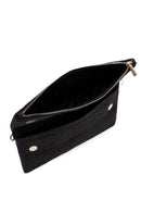 Women's Black Long Chain Strap Straw Clutch Bag | Derimod