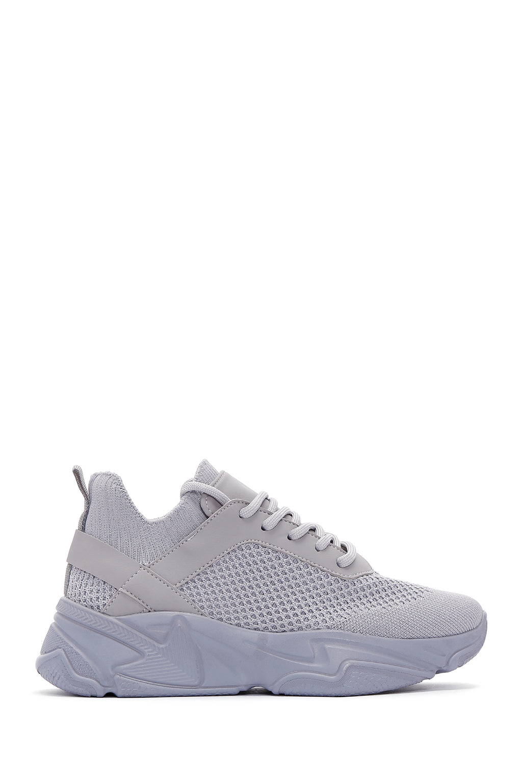 Kadın Gri Kalın Tabanlı Kumaş Sneaker