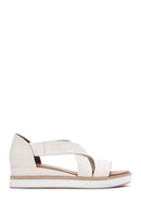 Women's Cream Strappy Leather Sandals | Derimod