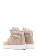 Women's Beige Suede Leather High Top Sneaker | Derimod