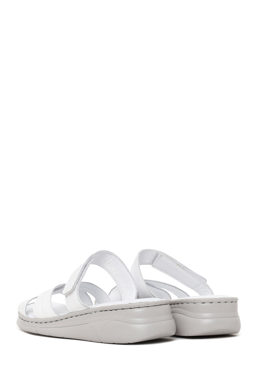 Woman White Wedge-Heel Leather Slipper