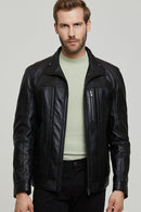 Bruno Men's Black Leather Jacket | Derimod