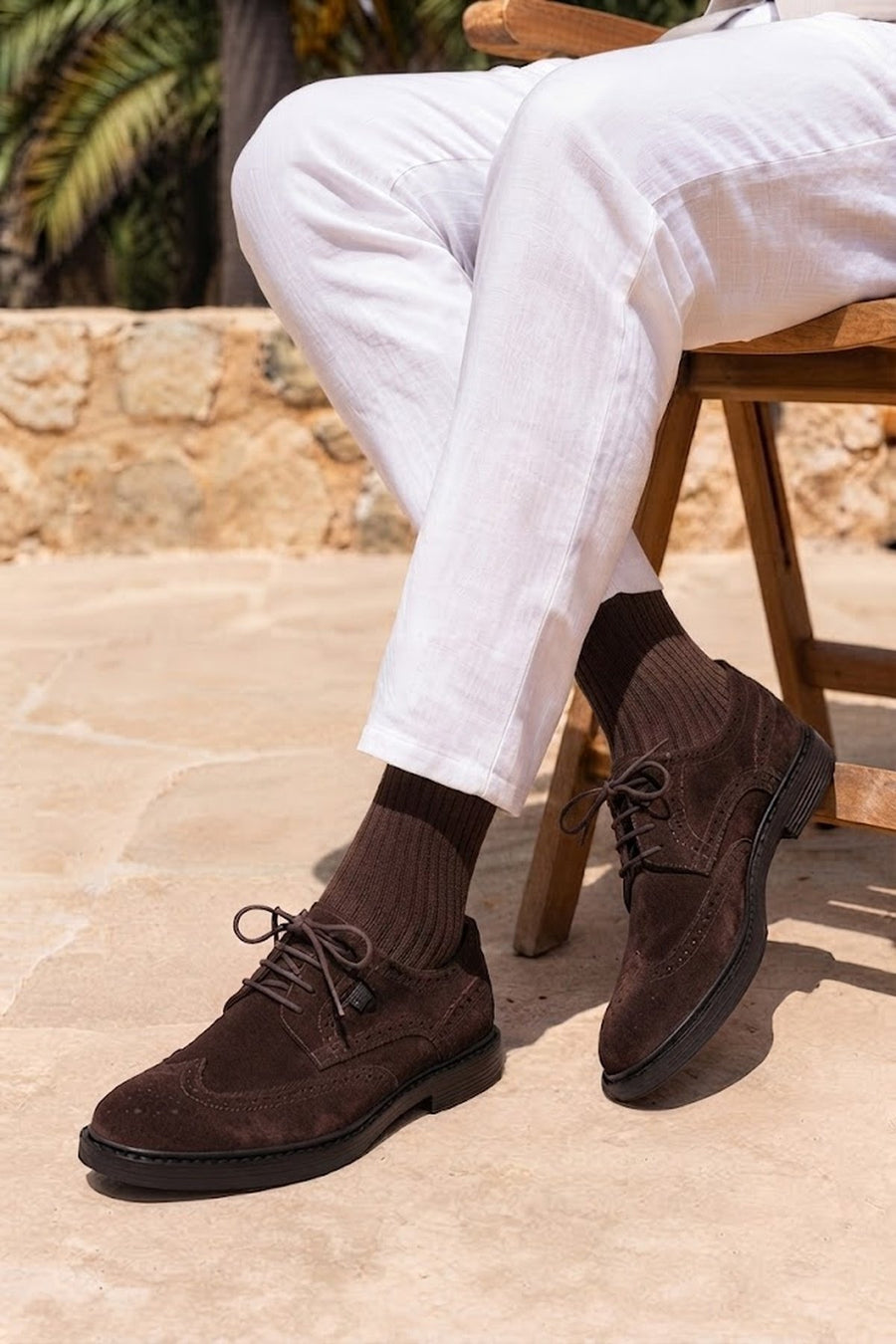 Male Brown Lace-up Suede Casual Shoes