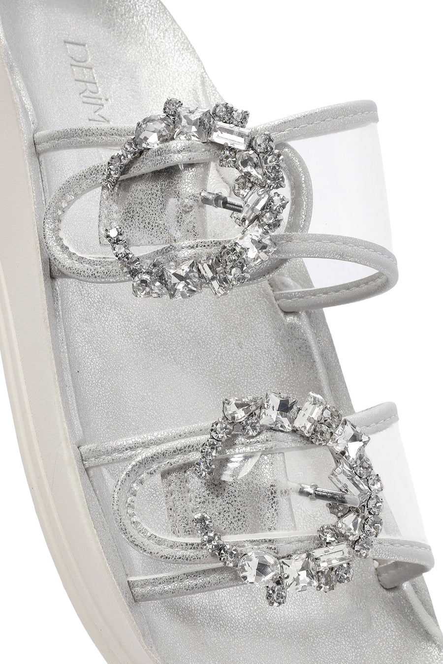 Women's Transparent Double Buckle Stone-Embellished Slippers