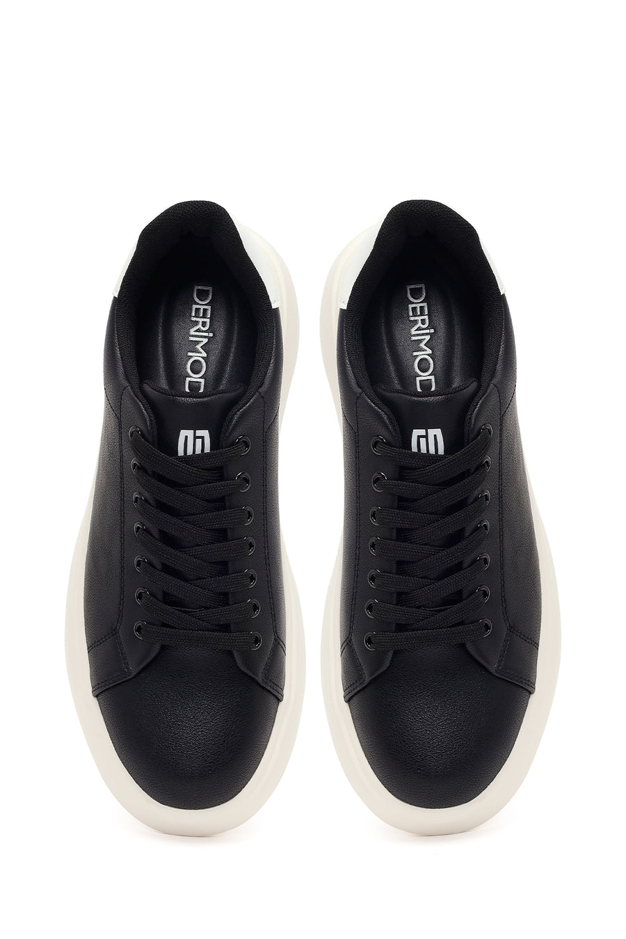 Men's Black Lace-Up Thick Sole Sneaker