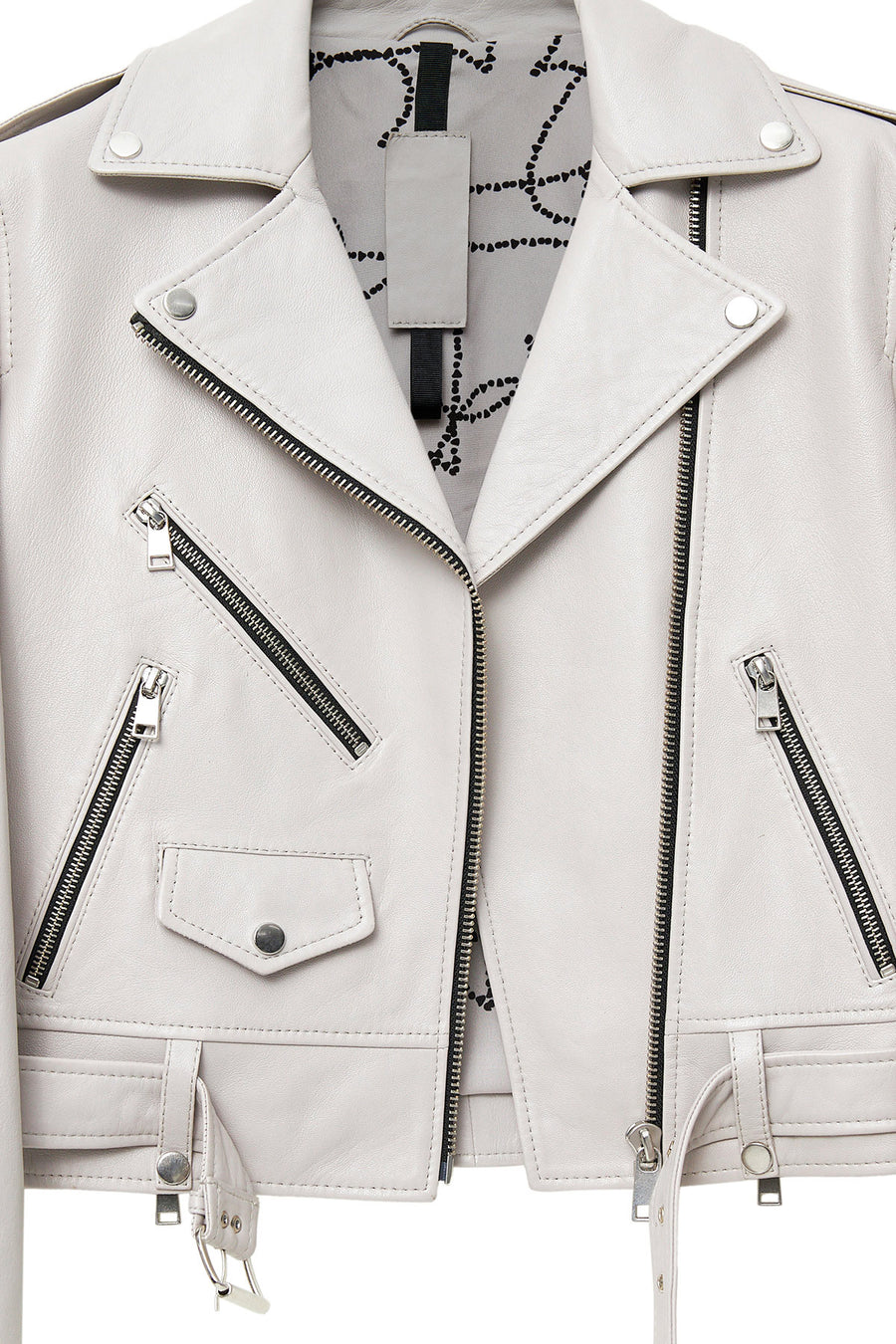 New Age Women's Gray Double Breasted Leather Jacket