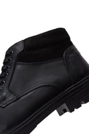 Men's Black Leather Zippered Casual Boots | Derimod