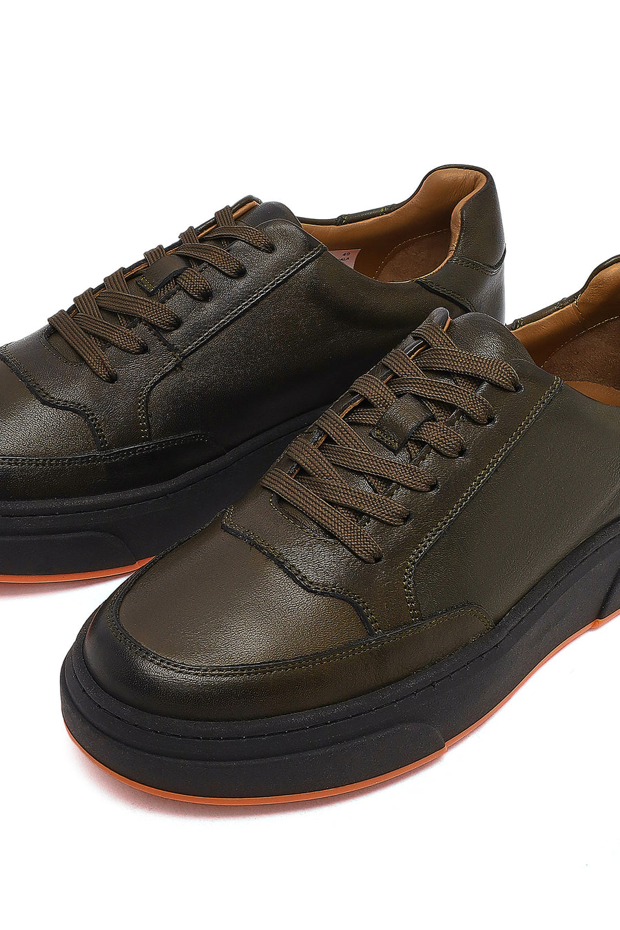 Male Khaki Lace-up Leather Sneaker
