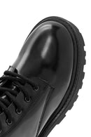 Men's Black Zippered Leather Combat Boots | Derimod