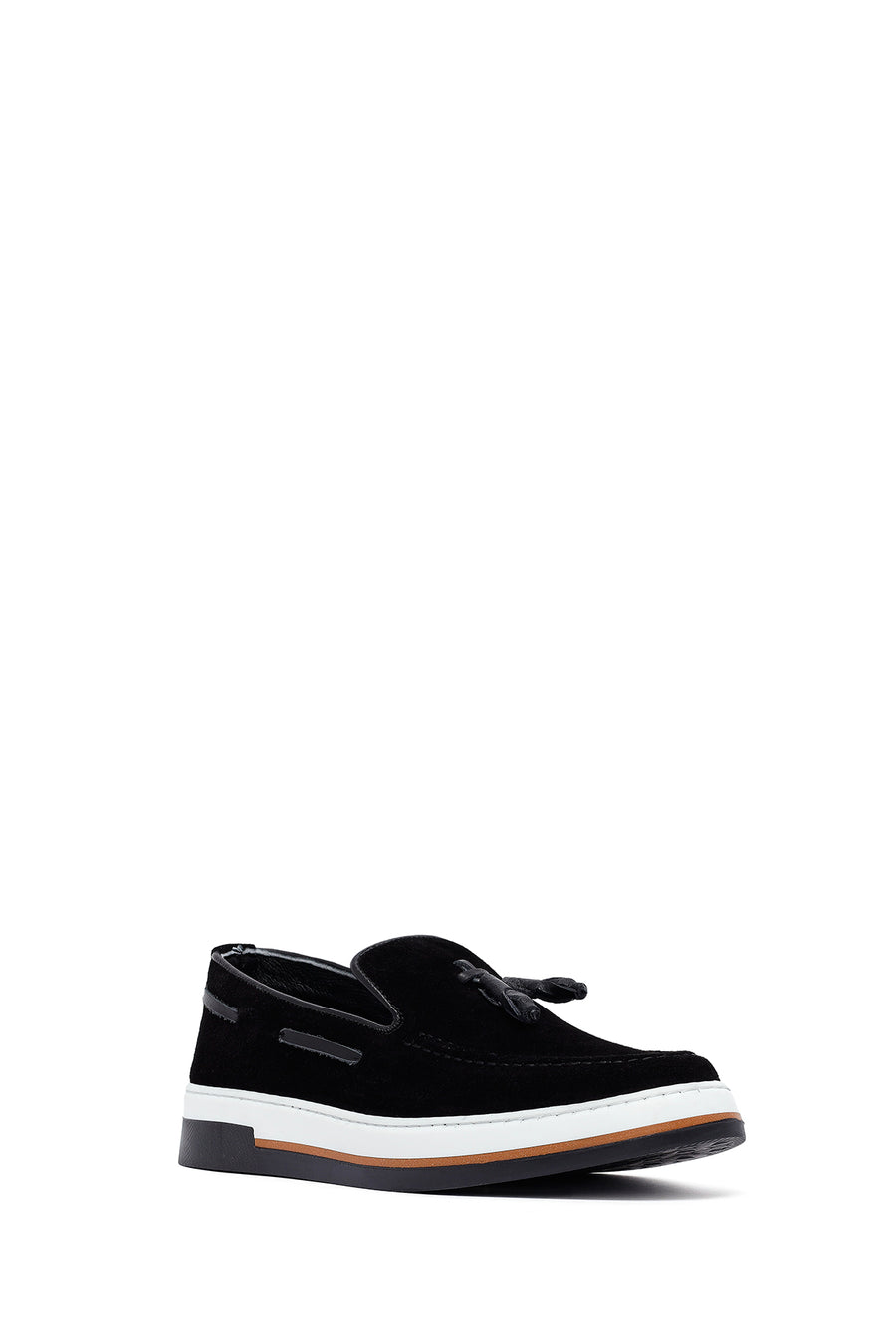 Erkek Siyah Püsküllü Süet Deri Casual Loafer