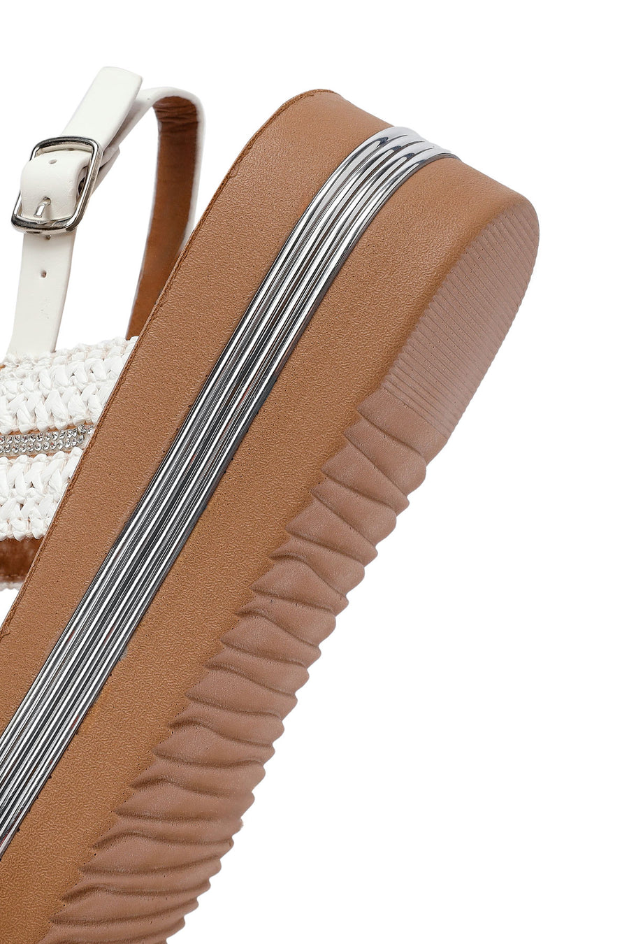 Women's White Thick-Soled Braided Sandals
