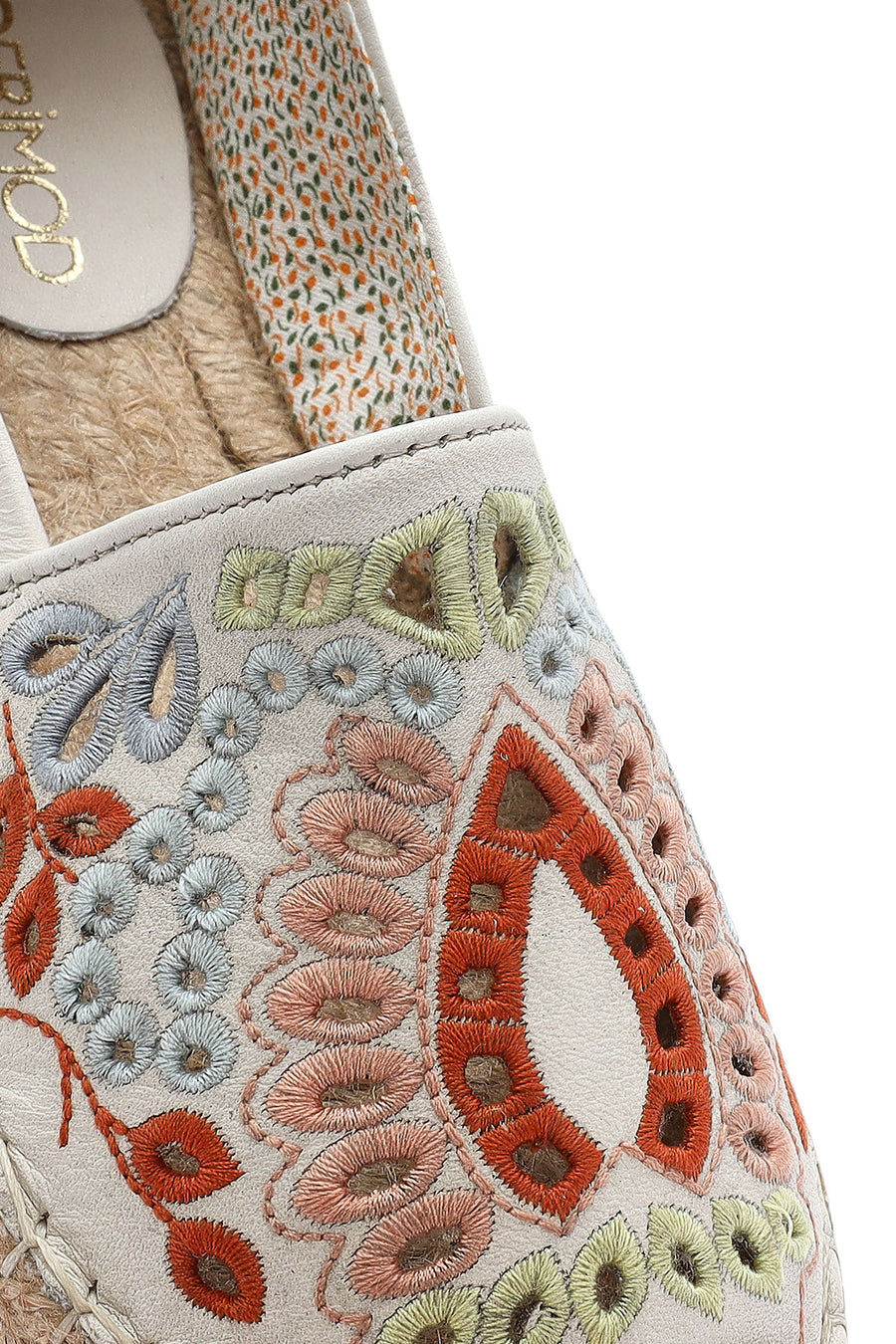 Women's Beige Patterned Leather Espadrilles