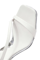 Women's White Ankle Strap Leather Thin High Heel Sandals | Derimod