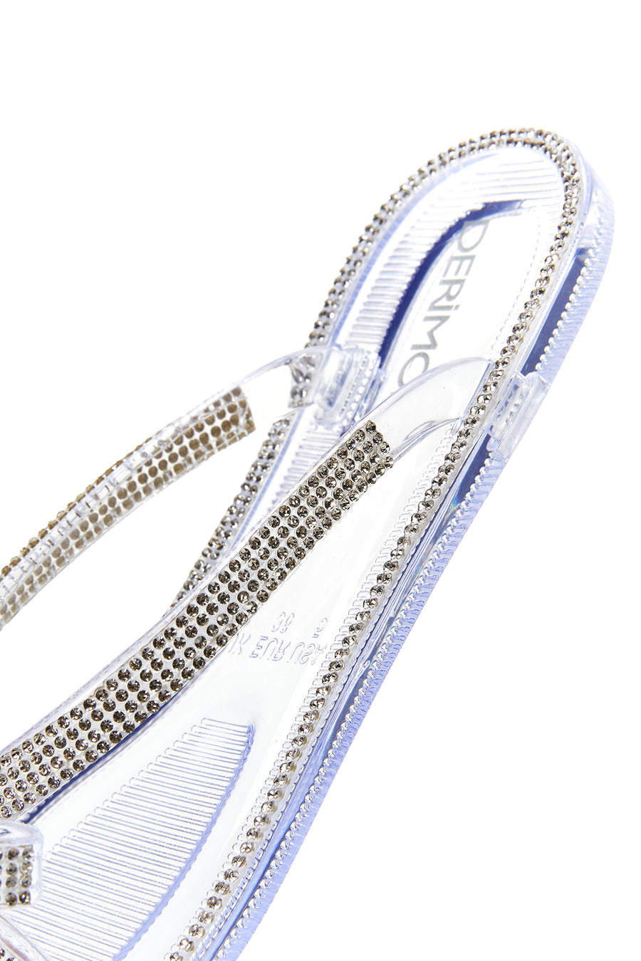 Women's White Jelly Transparent Stone Flip Flops Flat Slippers
