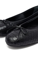 Woman Black Patterned Leather Babet | Derimod