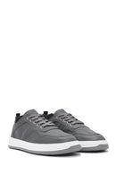 Men's Grey Lace-Up Leather Sneakers | Derimod