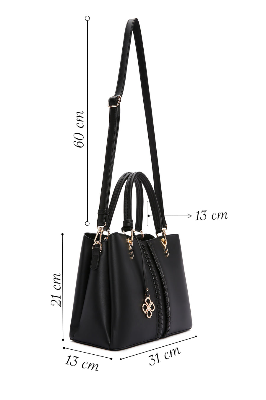 Women's Black Long Strap Classic Handbag