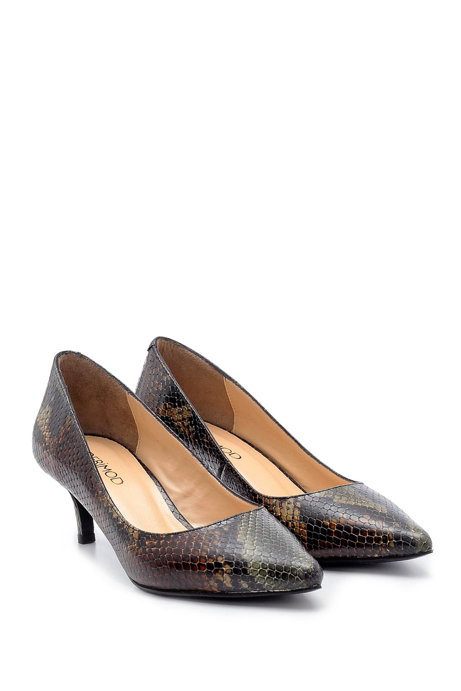 Women's Leather Snakeskin Patterned Stiletto