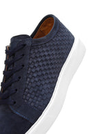 Men's Navy Blue Suede Leather Thick Soled Sneaker | Derimod