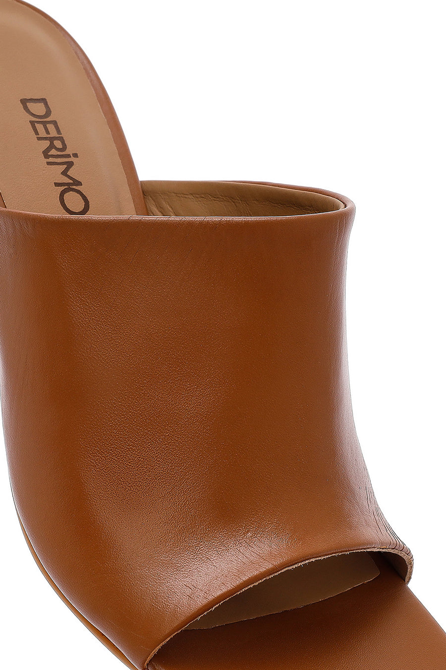 Women's Brown Heeled Leather Slippers