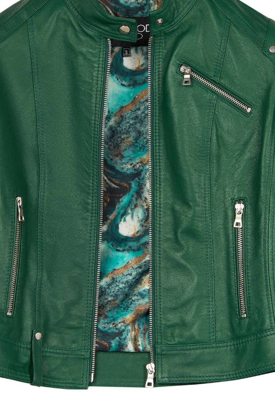 Sonia Woman Green Short Leather Jacket