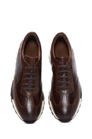 Erkek Kahverengi Deri Desenli Sneaker | Derimod