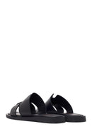 Women's Black Leather Slippers | Derimod