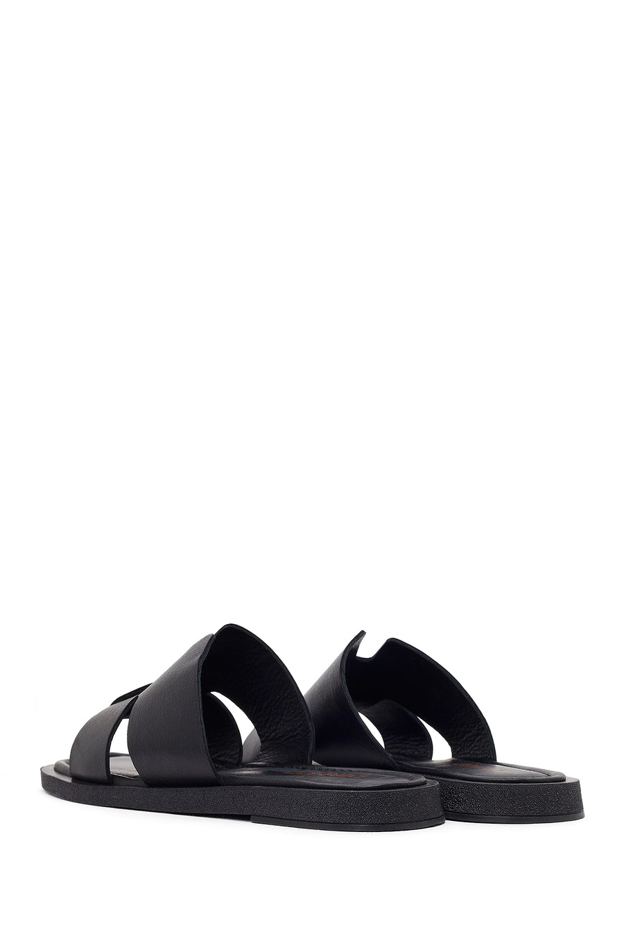 Women's Black Leather Slippers
