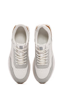 Men's White Lace-up Thick-Sole Leather Casual Sneaker | Derimod