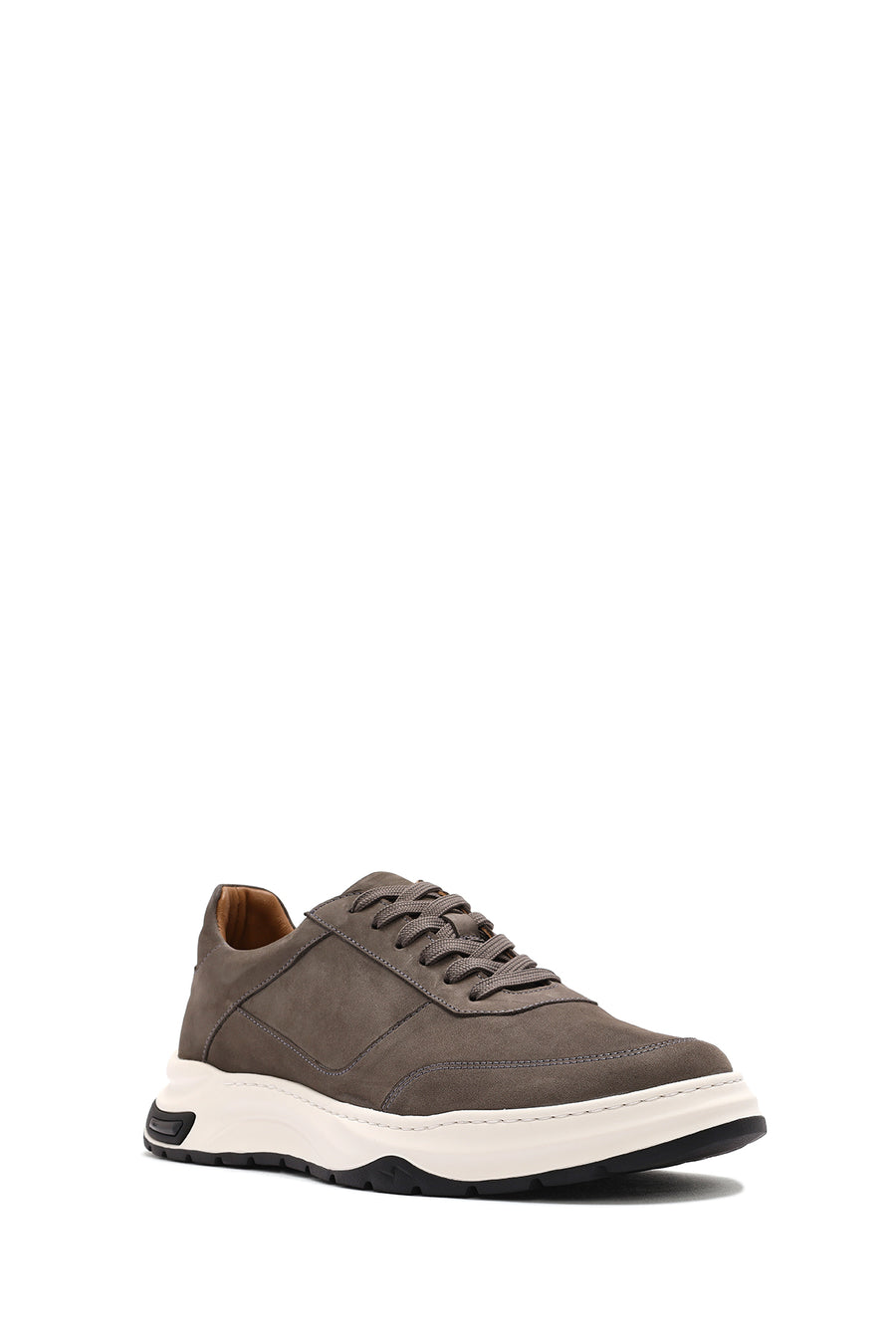 Erkek Gri Bağcıklı Nubuk Deri Sneaker