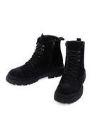 Men's Black Zippered Suede Leather Casual Boots | Derimod