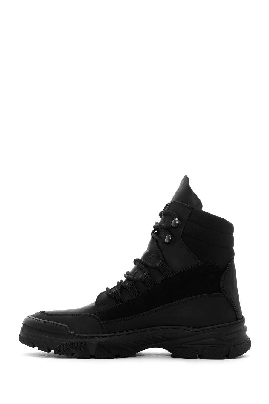 Men's Black Leather Outdoor Boots