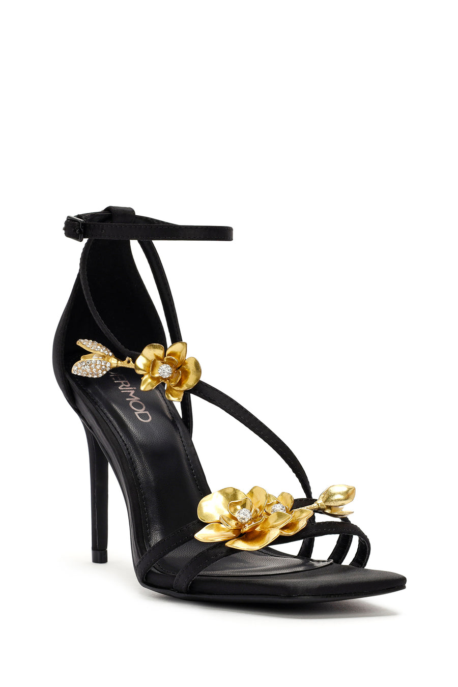 Women's Black Accessory Detailed Thin Heel Sandals