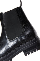 Women's Black Crocodile Chelsea Boots | Derimod