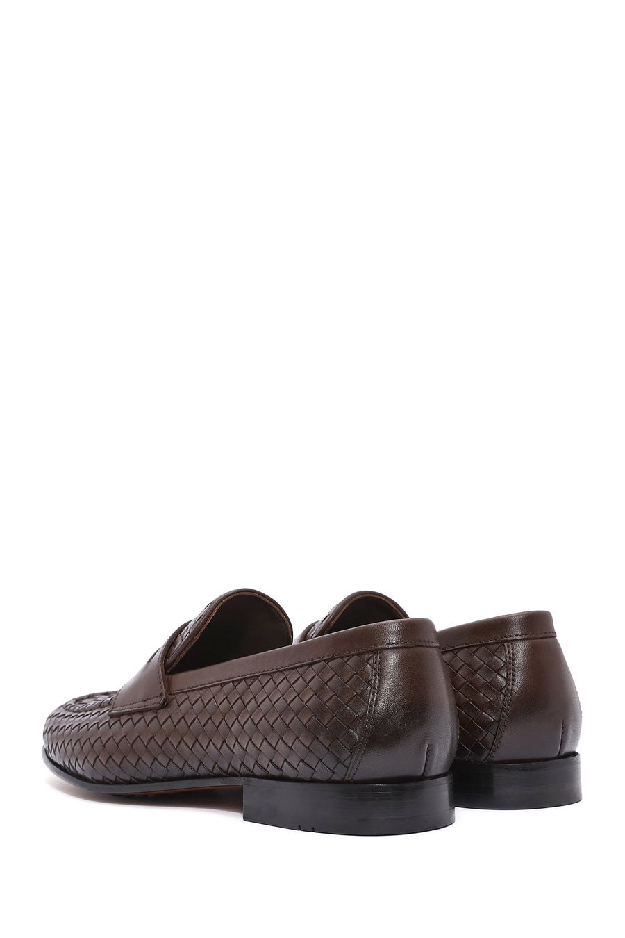 Men's Brown Knit Leather Classic Loafers