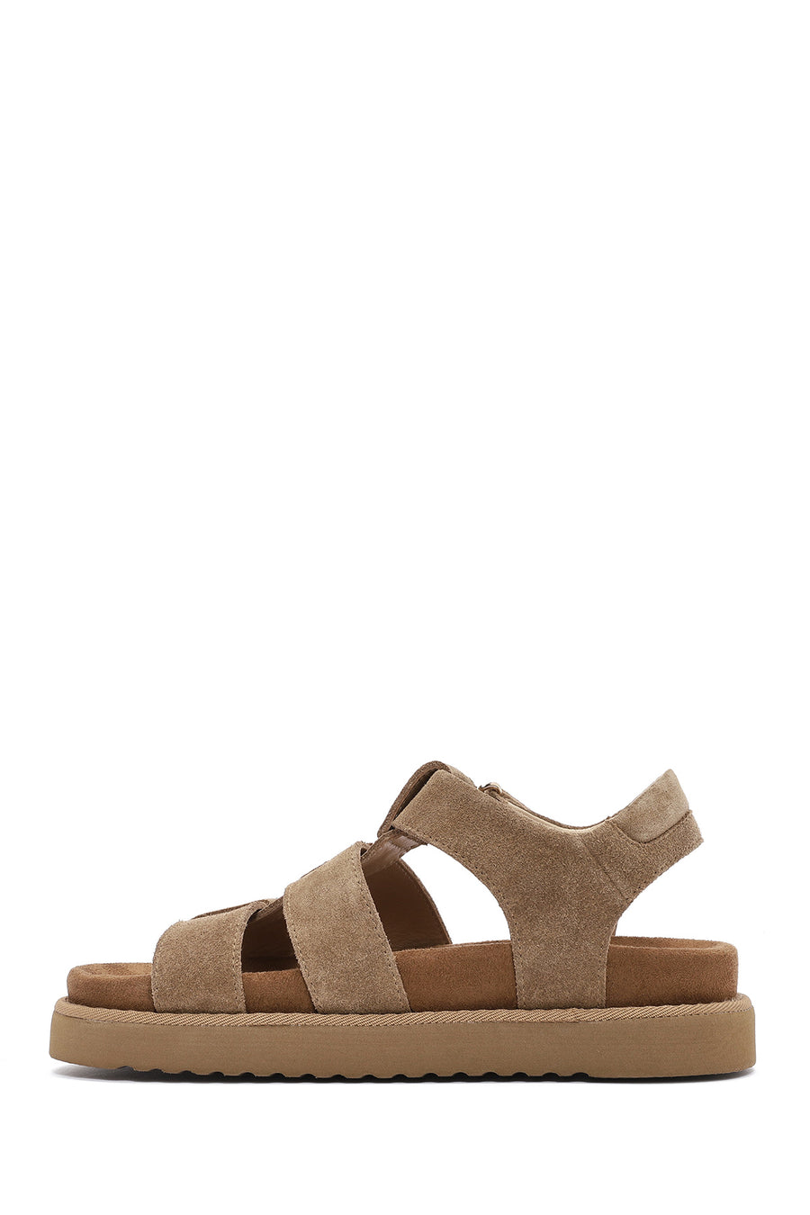 Women's Brown Thick Soled Suede Leather Sandals