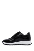 Women's Black Thick Soled Leather Sneaker | Derimod