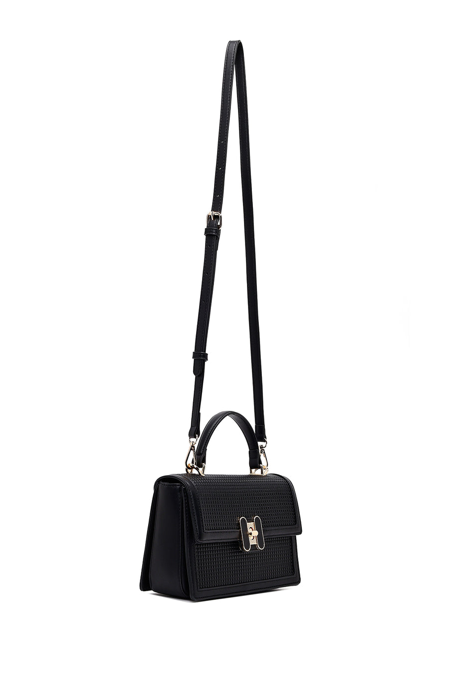 Women's Black Printed Long Strap Crossbody Bag