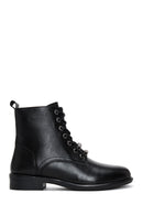 Women's Black Zippered Leather Boots | Derimod