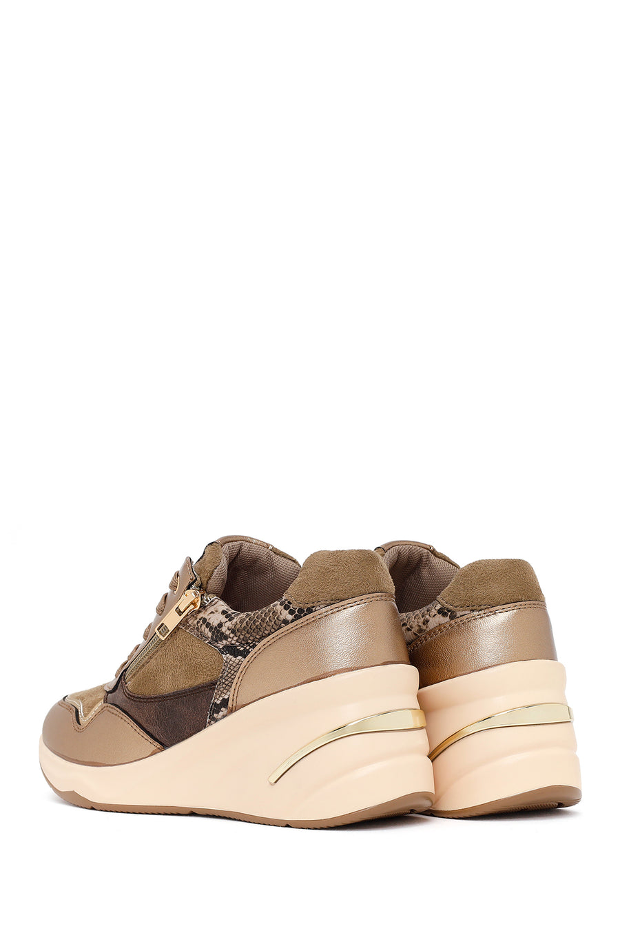 Woman Mink Lace-Up Wedge Sneaker