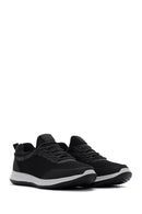 Derimod Zero Men's Black Lace-Up Thick Soled Fabric Sneaker | Derimod