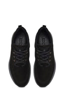 Erkek Siyah Bağcıklı Kalın Tabanlı Nubuk Deri Casual Sneaker | Derimod