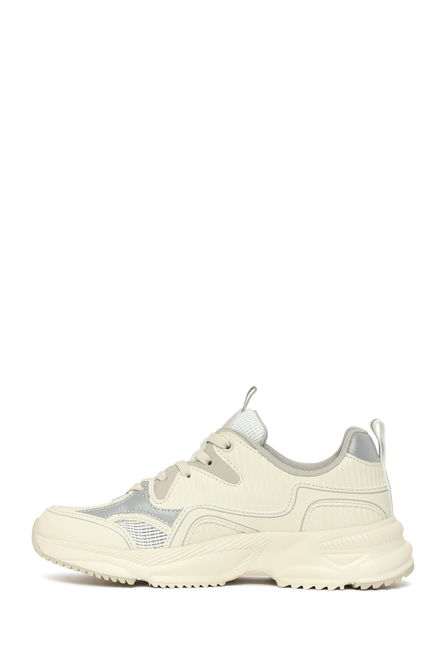 Woman Grey Thick-Soled Lace-Up Sneakers