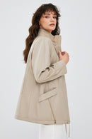 Nancy Women's Beige Long Leather Coat | Derimod