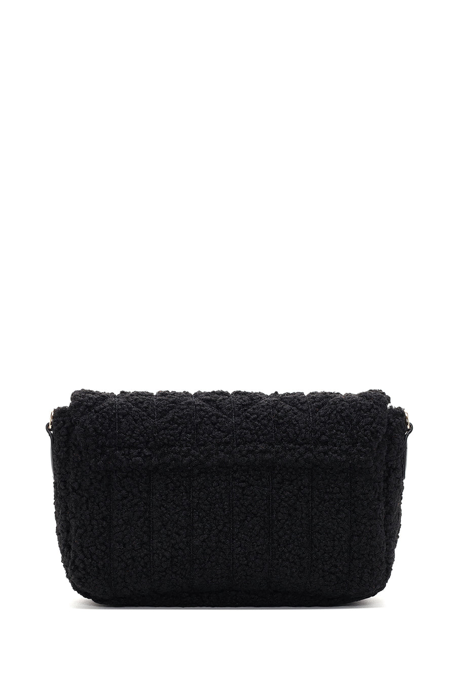 Women's Black Plush Crossbody Bag