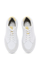 Women's White Leather Thick Soled Sneaker | Derimod