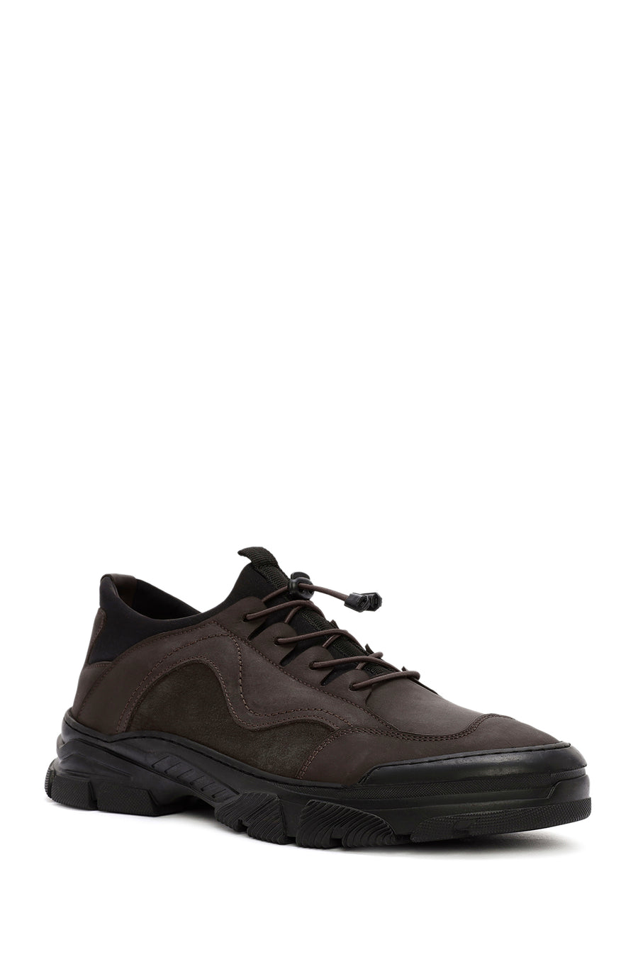 Men's Brown Lace-Up Leather Sneaker