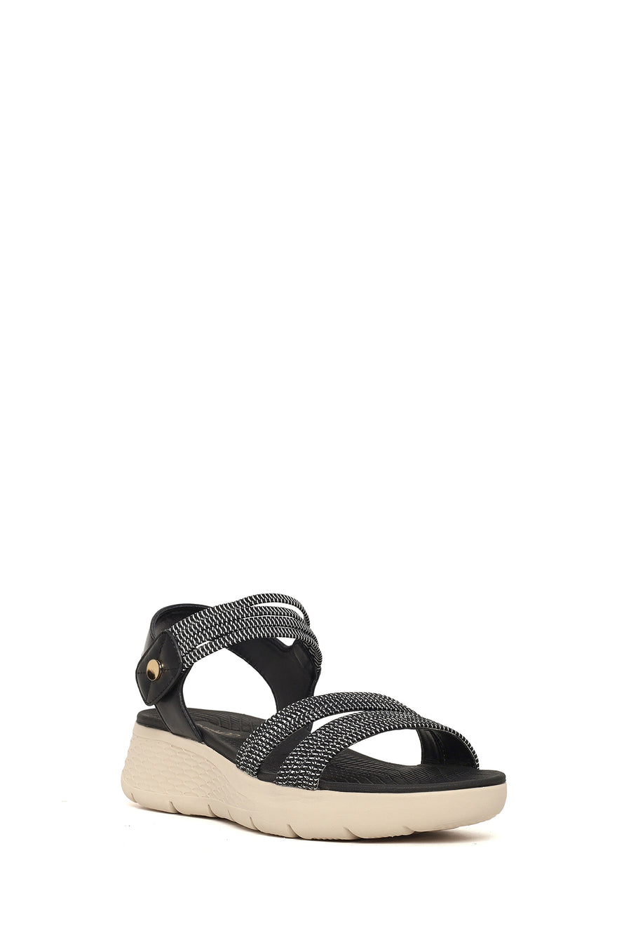 Woman Black Thick-Soled Fabric Comfort Sandal